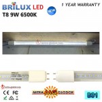 LED Neon Pendek TL T8 Tube 9W 60 cm Cover Transparant - WHITE | Brilux - Double E